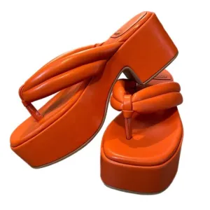 Jeffrey Campbell Luau-2 Orange Platform Thong Sandal y2k summer bright size 9