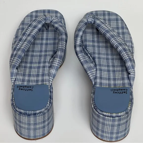 Jeffrey Campbell Luau Platform Flip Flops - Size 8 - Light Blue Plaid