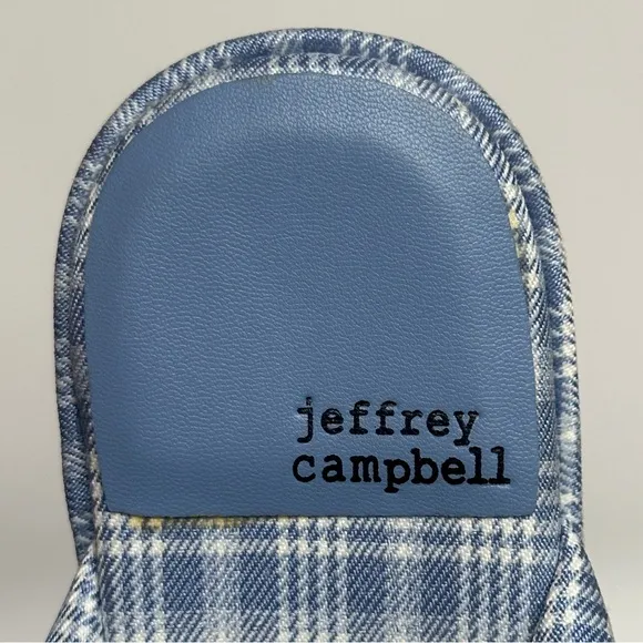 Jeffrey Campbell Luau Platform Flip Flops - Size 8 - Light Blue Plaid