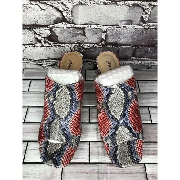 Jeffrey Campbell Pilar-2 Pink Red Platform Python Leather Sandals Women Sz 8.5M