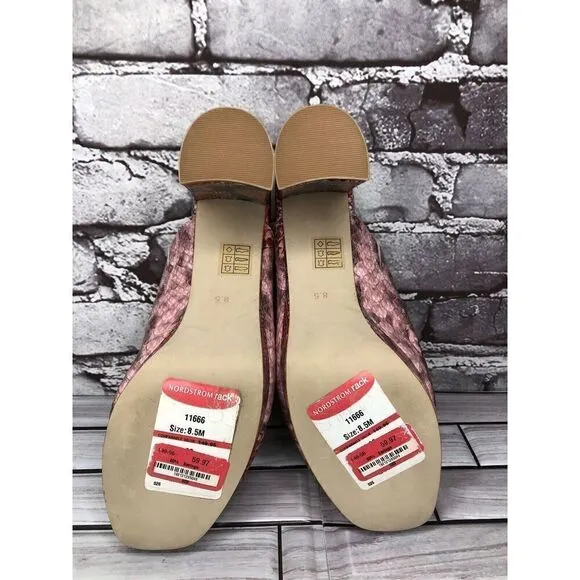 Jeffrey Campbell Pilar-2 Pink Red Platform Python Leather Sandals Women Sz 8.5M