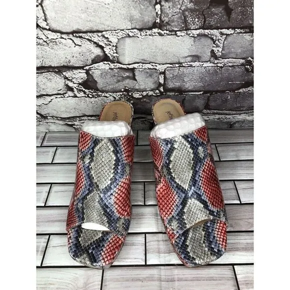 Jeffrey Campbell Pilar-2 Pink Red Platform Python Leather Sandals Women Sz 8.5M