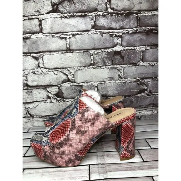 Jeffrey Campbell Pilar-2 Pink Red Platform Python Leather Sandals Women Sz 8.5M