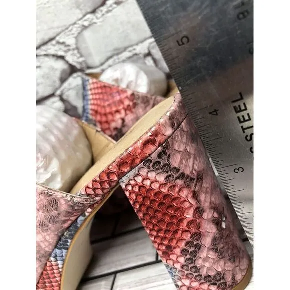 Jeffrey Campbell Pilar-2 Pink Red Platform Python Leather Sandals Women Sz 8.5M