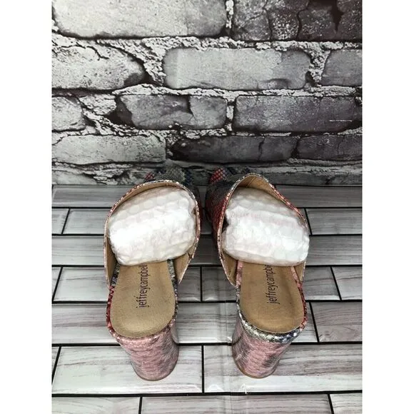 Jeffrey Campbell Pilar-2 Pink Red Platform Python Leather Sandals Women Sz 8.5M