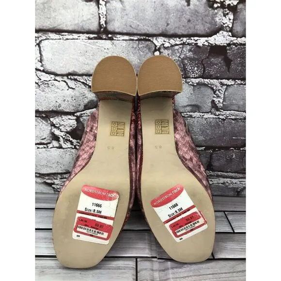 Jeffrey Campbell Pilar-2 Pink Red Platform Python Leather Sandals Women Sz 8.5M