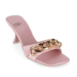Jeffrey Campbell Sandals Womens Size 5 Pink Satin Chain Slip On Shoes Barbiecore