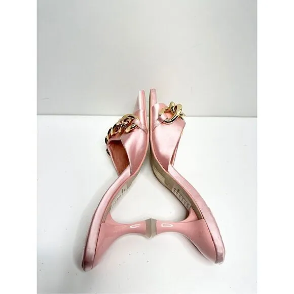 Jeffrey Campbell Sandals Womens Size 5 Pink Satin Chain Slip On Shoes Barbiecore