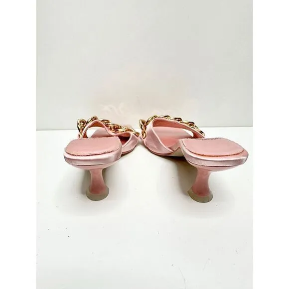 Jeffrey Campbell Sandals Womens Size 5 Pink Satin Chain Slip On Shoes Barbiecore