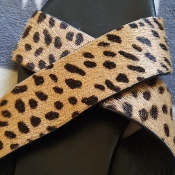 Jenni Kayne Cheetah Print Pony Hair Slip On Sandals Size 39 8-8.5