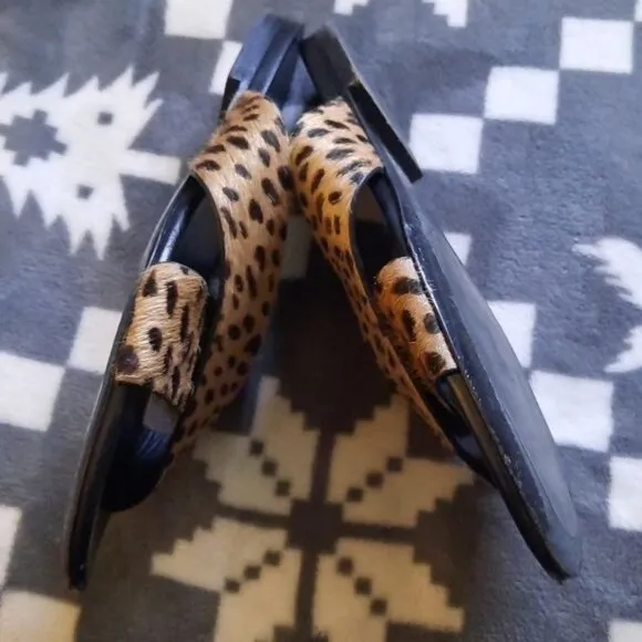 Jenni Kayne Cheetah Print Pony Hair Slip On Sandals Size 39 8-8.5