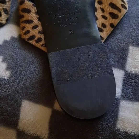 Jenni Kayne Cheetah Print Pony Hair Slip On Sandals Size 39 8-8.5
