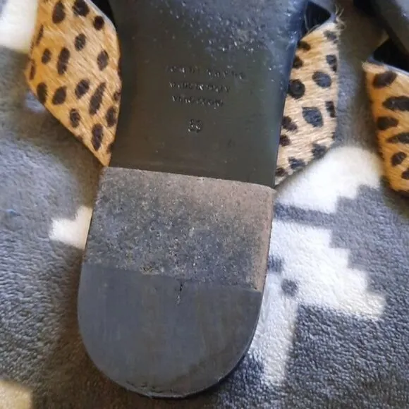 Jenni Kayne Cheetah Print Pony Hair Slip On Sandals Size 39 8-8.5