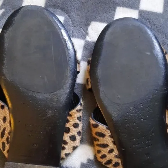 Jenni Kayne Cheetah Print Pony Hair Slip On Sandals Size 39 8-8.5