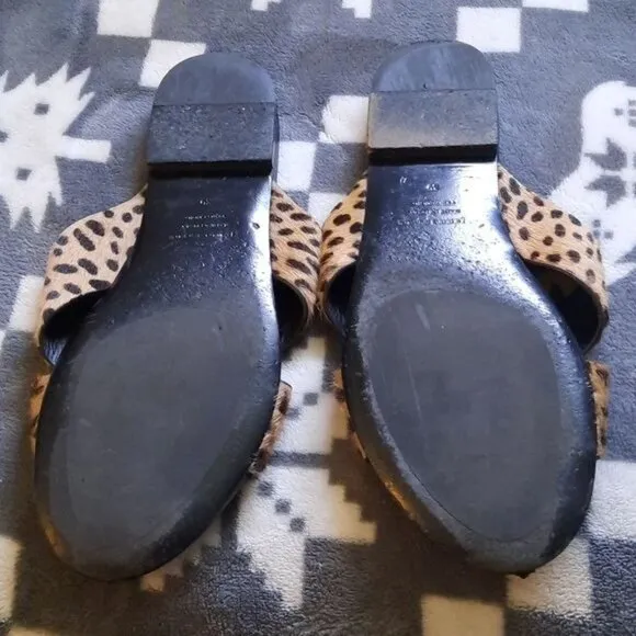 Jenni Kayne Cheetah Print Pony Hair Slip On Sandals Size 39 8-8.5