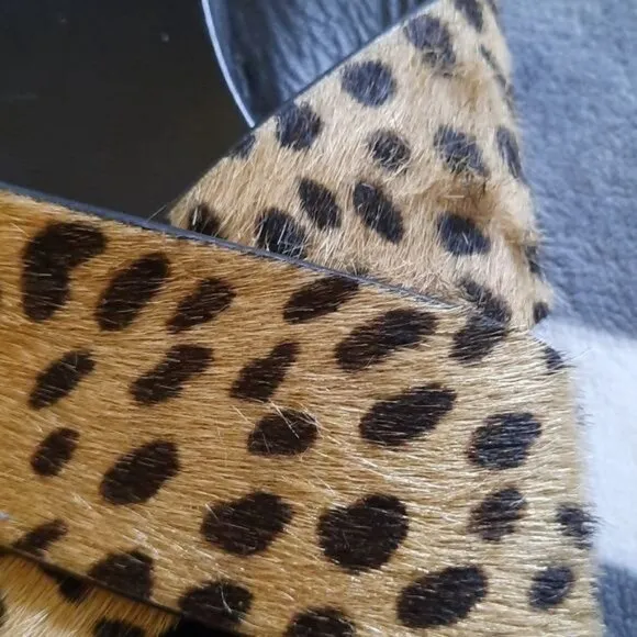 Jenni Kayne Cheetah Print Pony Hair Slip On Sandals Size 39 8-8.5