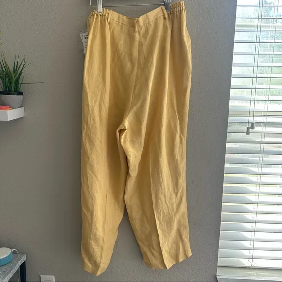 Jennifer Moore Women’s Yellow 100% Linen Wide Leg Pants – Size 20WR