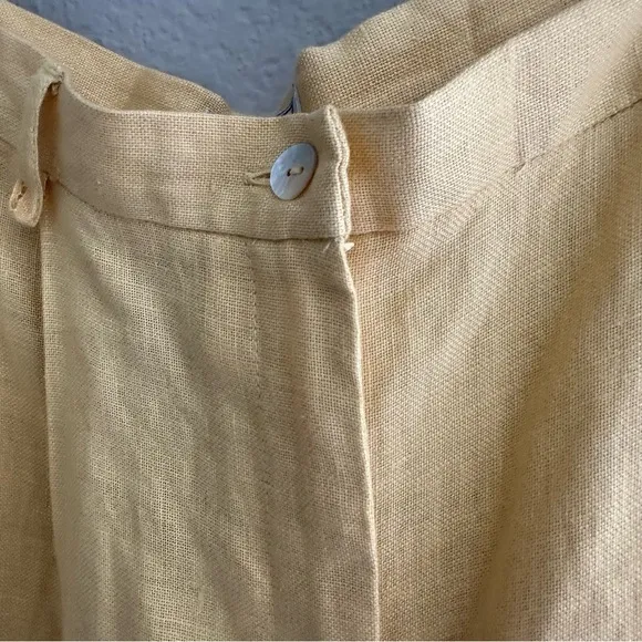 Jennifer Moore Women’s Yellow 100% Linen Wide Leg Pants – Size 20WR