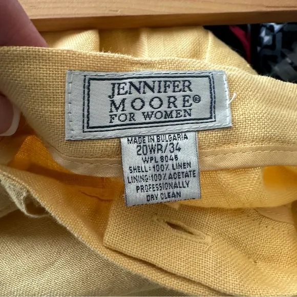 Jennifer Moore Women’s Yellow 100% Linen Wide Leg Pants – Size 20WR