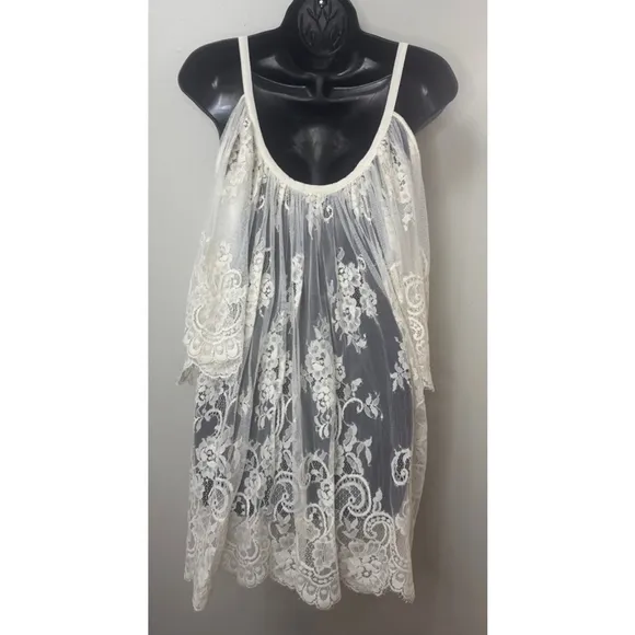 Jen’s Pirate Booty x Free People Lace Embroidered Sheer Mini Dress Size XS