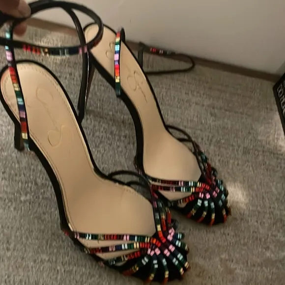 Jessica Simpson Jileta Sandals High Heels Ankle Strap Rainbow Size 11