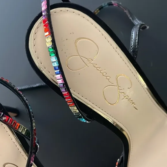 Jessica Simpson Jileta Sandals High Heels Ankle Strap Rainbow Size 11