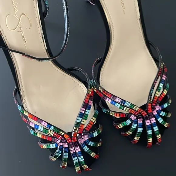 Jessica Simpson Jileta Sandals High Heels Ankle Strap Rainbow Size 11