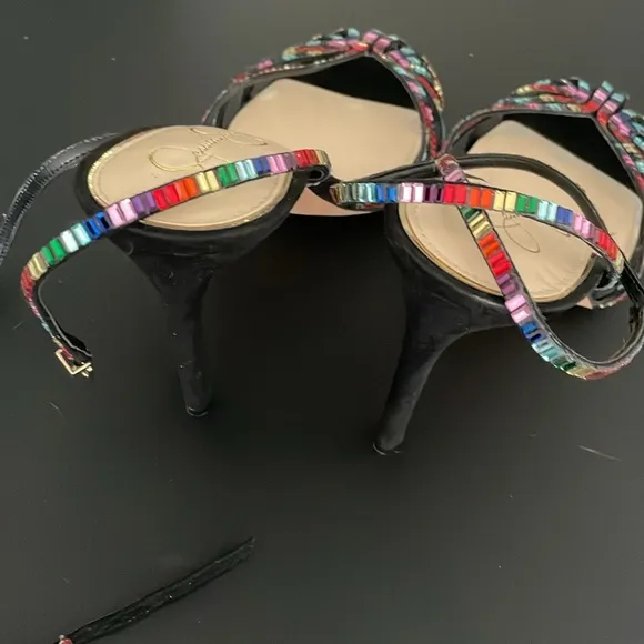 Jessica Simpson Jileta Sandals High Heels Ankle Strap Rainbow Size 11