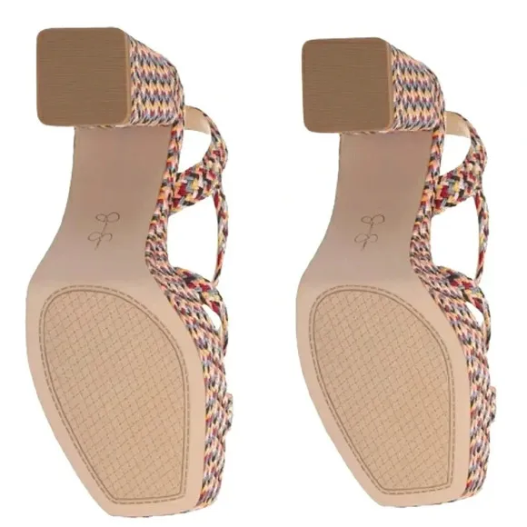 Jessica Simpson Platform 9.5  Block Heel Boho Gypsy Festival Tribal Sandals