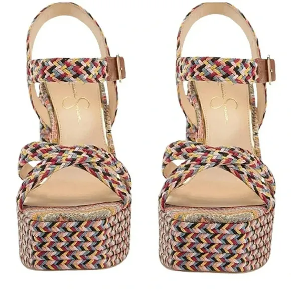 Jessica Simpson Platform 9.5  Block Heel Boho Gypsy Festival Tribal Sandals