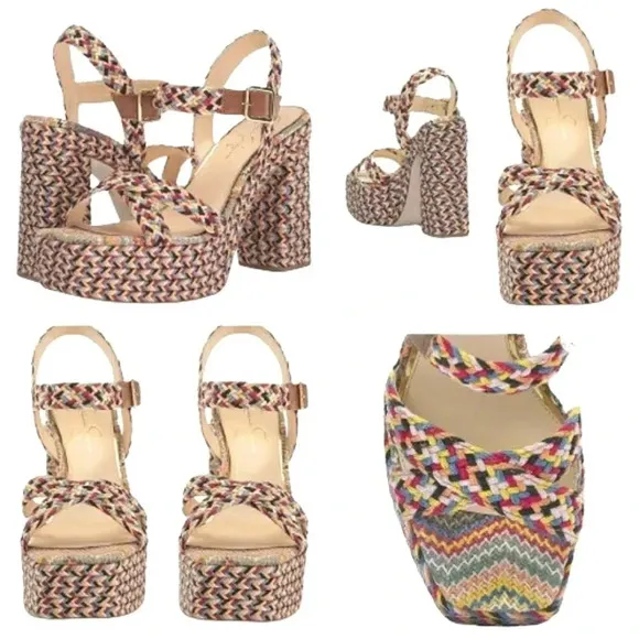 Jessica Simpson Platform 9.5  Block Heel Boho Gypsy Festival Tribal Sandals