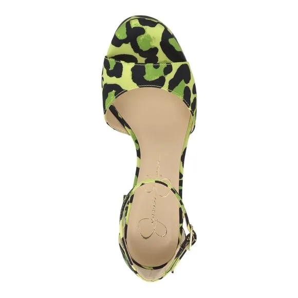 Jessica Simpson Women's Kaliah Ankle Strap Heeled Sandals Green Black Size 9 1/2