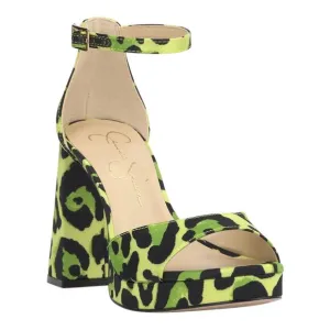 Jessica Simpson Women's Kaliah Ankle Strap Heeled Sandals Green Black Size 9 1/2