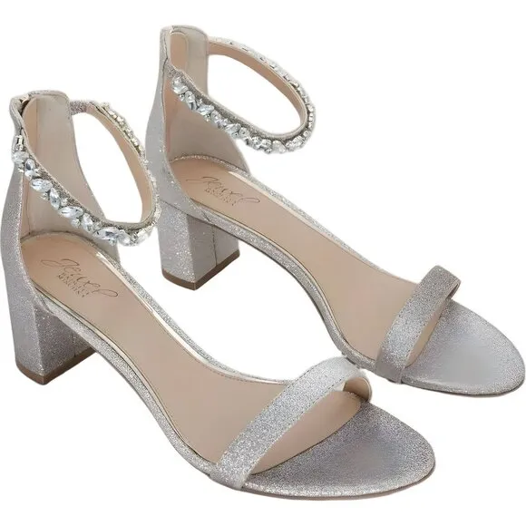 Jewel Badgley Mischka Gold Strappy Sandal Glitter Lydia Size 11M