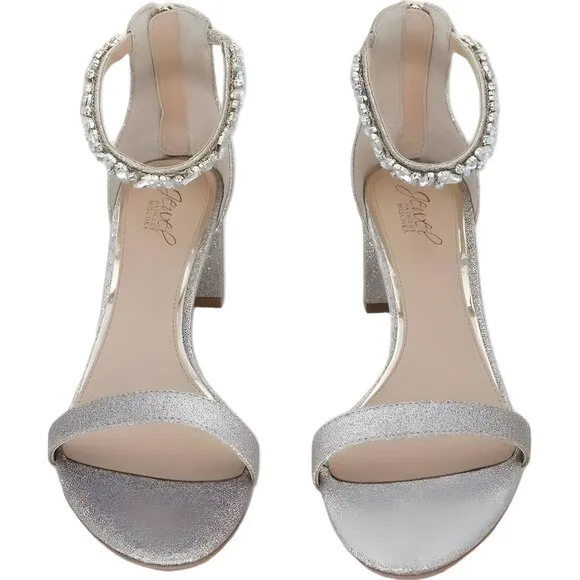 Jewel Badgley Mischka Gold Strappy Sandal Glitter Lydia Size 11M