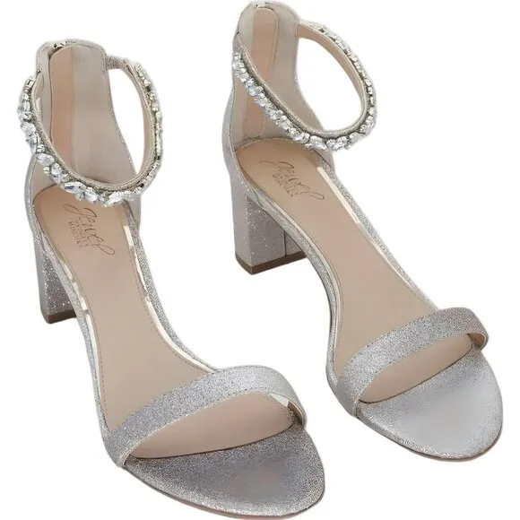 Jewel Badgley Mischka Gold Strappy Sandal Glitter Lydia Size 11M