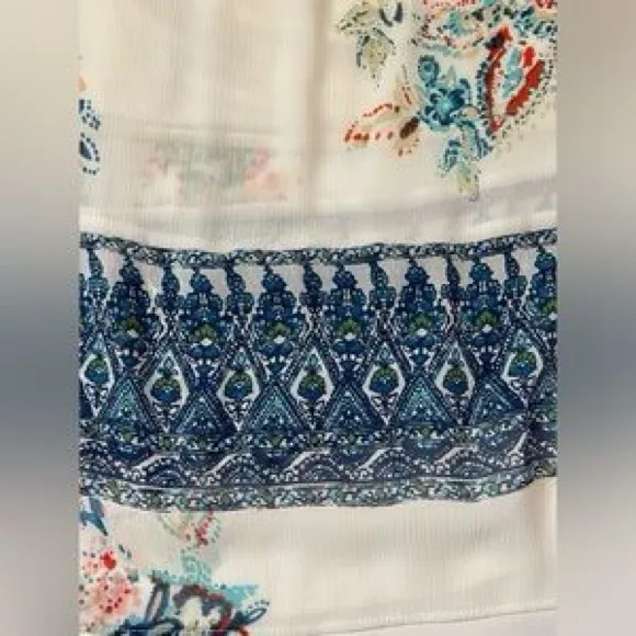 Jill Women's Cream Hand Paisley Smocked-Waist Skirt  Sz L