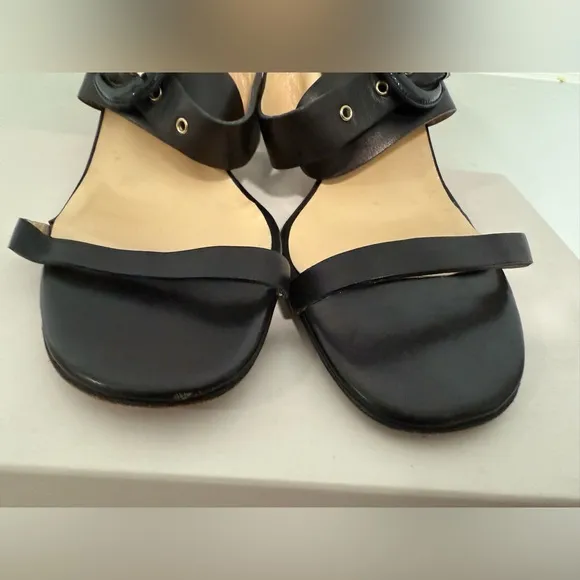 JIMMY CHOO EU 40 Open Toe Ankle Strap BLACK LEATHER SANDALS Heels US 9-9.5 Italy