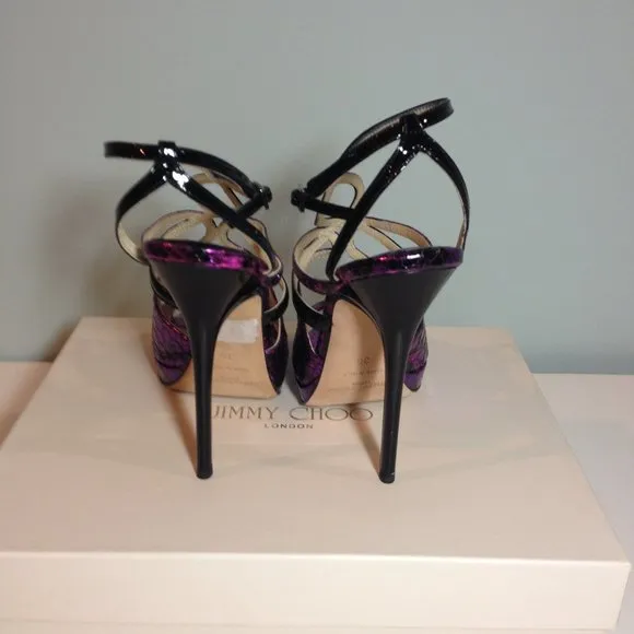 Jimmy Choo patent/embossed leather platform sandal LIKE NEW