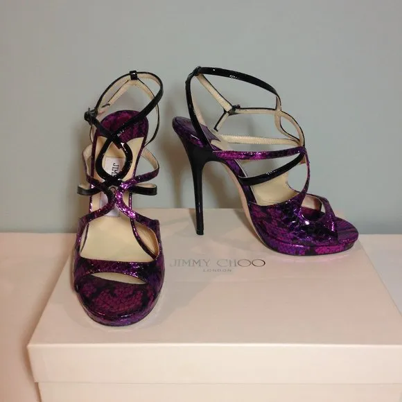 Jimmy Choo patent/embossed leather platform sandal LIKE NEW