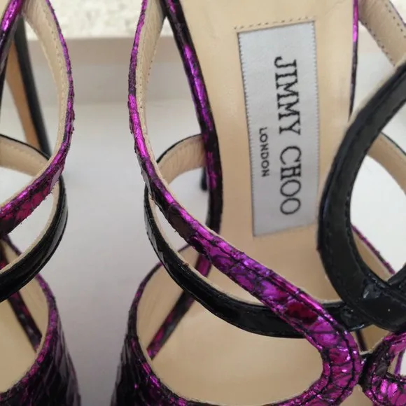 Jimmy Choo patent/embossed leather platform sandal LIKE NEW