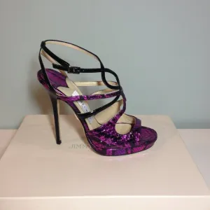 Jimmy Choo patent/embossed leather platform sandal LIKE NEW