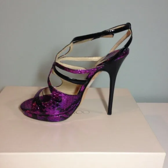 Jimmy Choo patent/embossed leather platform sandal LIKE NEW