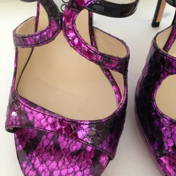 Jimmy Choo patent/embossed leather platform sandal LIKE NEW