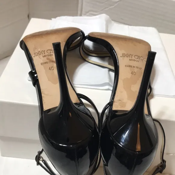 Jimmy Choo Valdez patent leather strap sandals. EUC