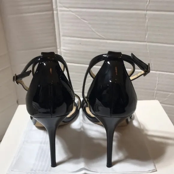 Jimmy Choo Valdez patent leather strap sandals. EUC