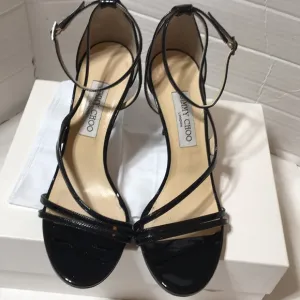 Jimmy Choo Valdez patent leather strap sandals. EUC