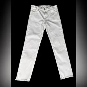 Joe’s Jeans The Lara Mid Rise Cigarette White Denim Jeans Frayed Hem Size 25