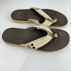 Johnnie O Sandals Portside Flip Flop Shoes Slip On Canvas Beach Casual Tan Khaki