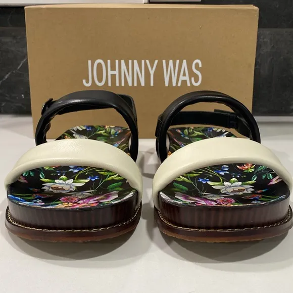 Johnny Was Double Band Floral Sandals Size 10‎ New in Box